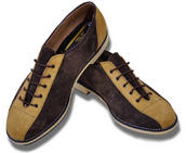View Item Merc London Mod Retro Suede Bowling Shoes Ladies Mens Brown Tan Stripe 